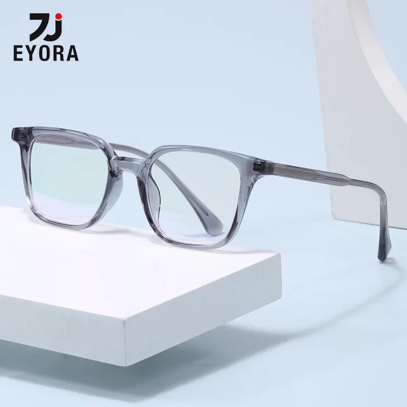 

EYORA Classic Square Full Rim TR90 Reading Glasses Anti Blue Light Myopia and Hyperopia Photochromic Prescription Eyewear Lens