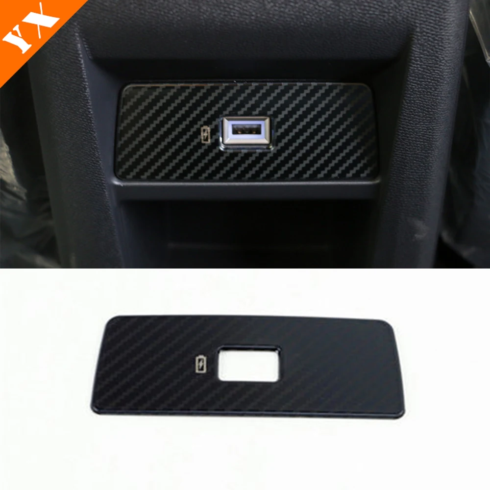 Stainless Carbon Black Car Front Rear Central Console USB Charging Port Deco Sticker Cover For Citroen C5X 2021-2023 Accessories