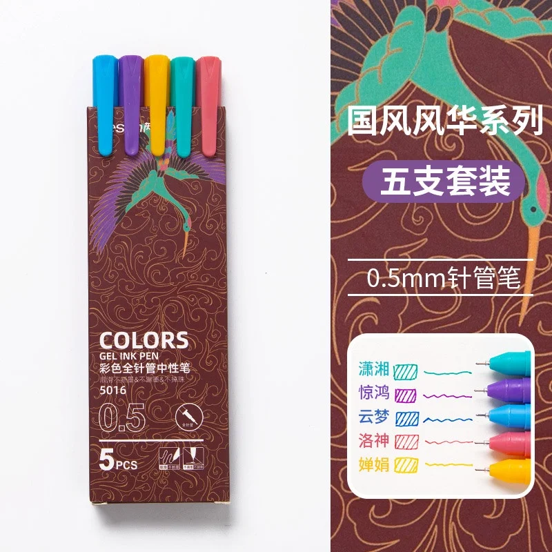 Stylos Gel colorés 0.5mm, 5 pièces/ensemble, couleurs macaron Morandi, pour bricolage, écriture, Scrapbook, papeterie fournitures scolaires pour étudiants