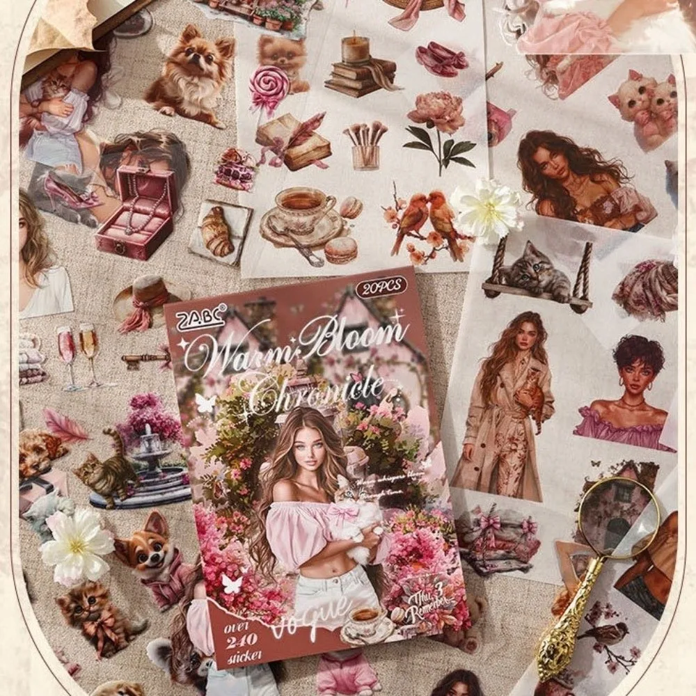 

Новый альбом для наклеек в стиле ретро, 20 листов, из ПЭТ, для дневника, вырезанные наклейки, элегантные, для девочек, для рукоделия, подарки на день рождения