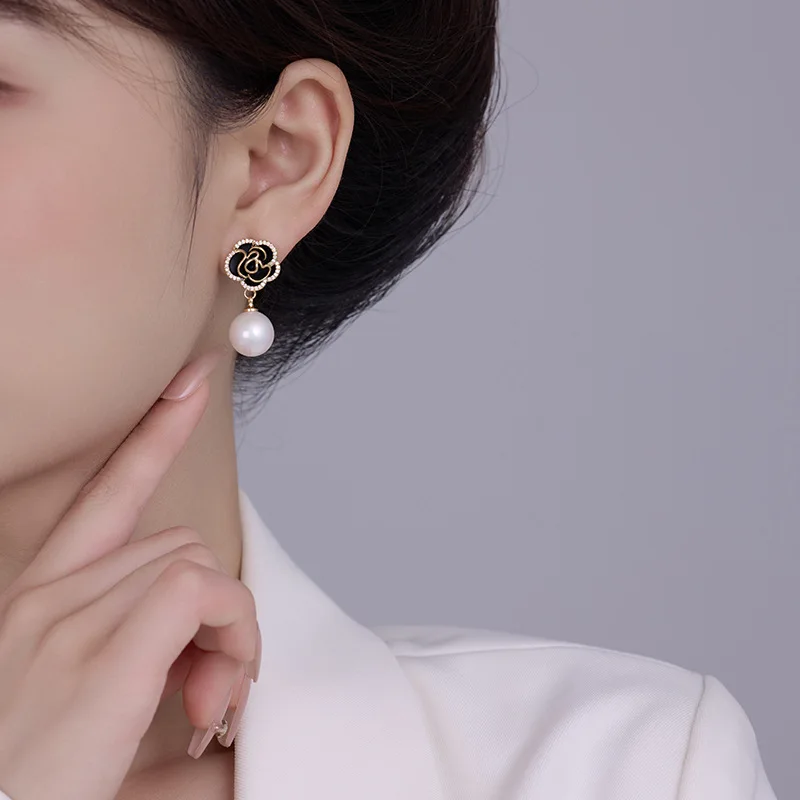Japan akoya Natural Pearl Earrings AAA11-12mm 10-11mm 9-10mm 12-13mm Round Pearl Earrings 925s