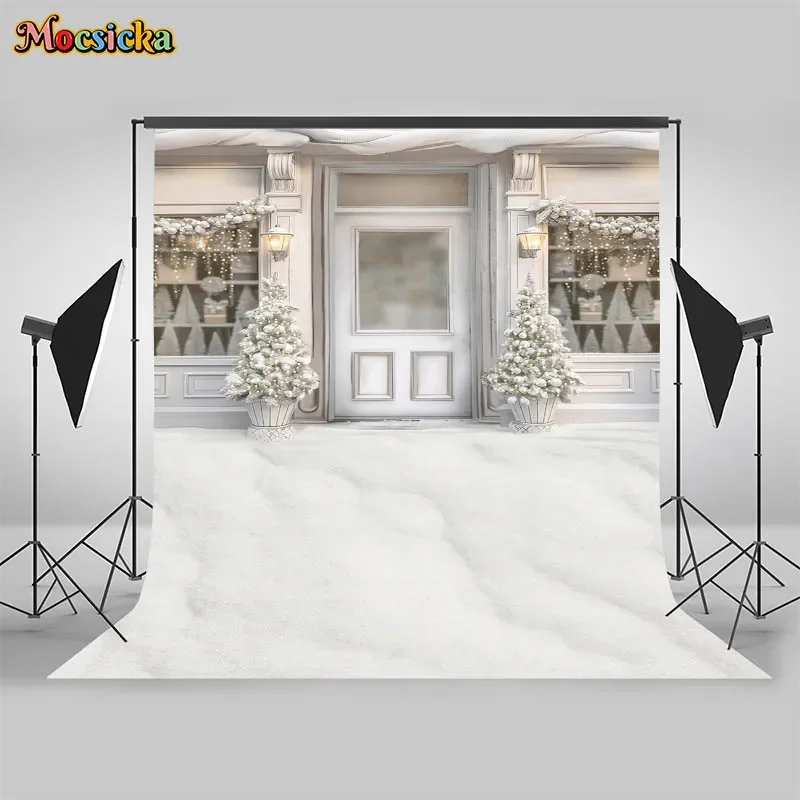 Mocsicka عيد الميلاد متجر التصوير خلفية شجرة عيد الميلاد الاطفال كعكة الطفل سحق عطلة زينة الحفلات لوازم استوديو الدعائم