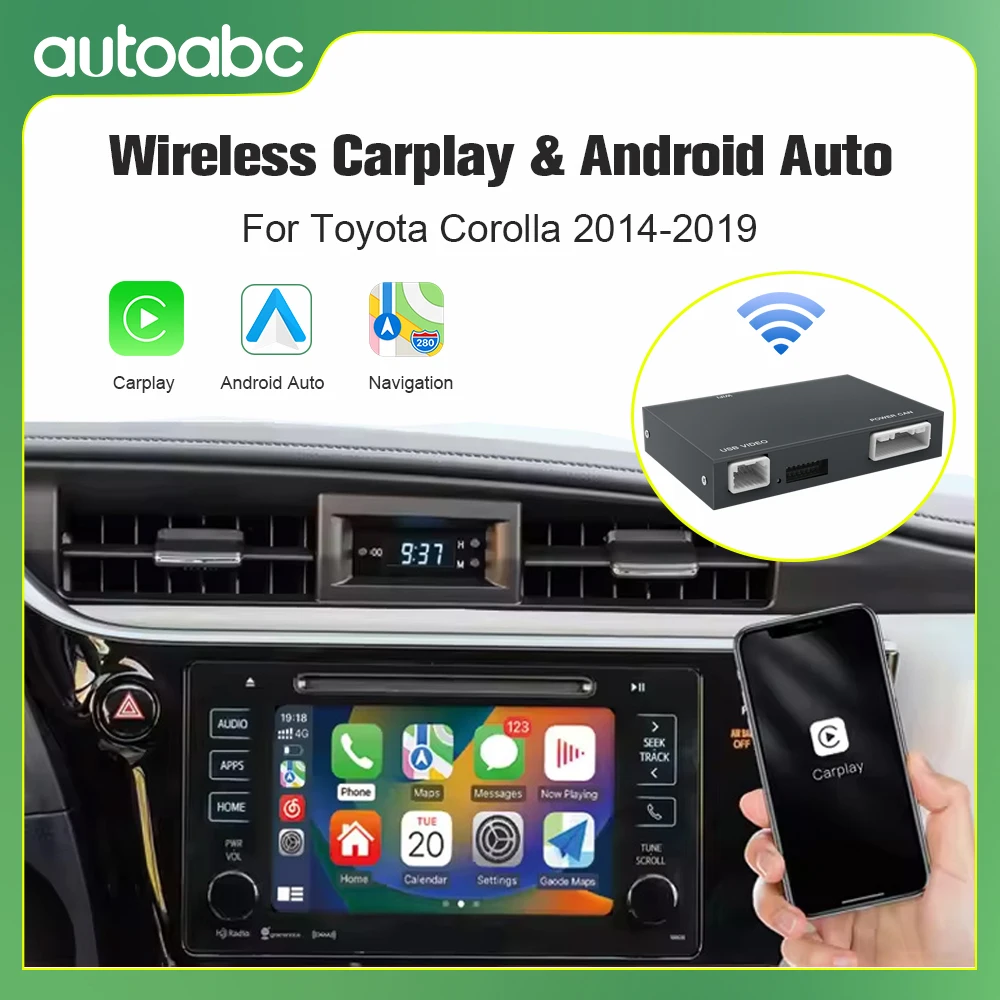 AUTOABC New Android Auto Wireless Carplay  For Toyota RAV4 Corolla Tacoma Camry CHR Tundra Highlander 4Runner multimedi decode