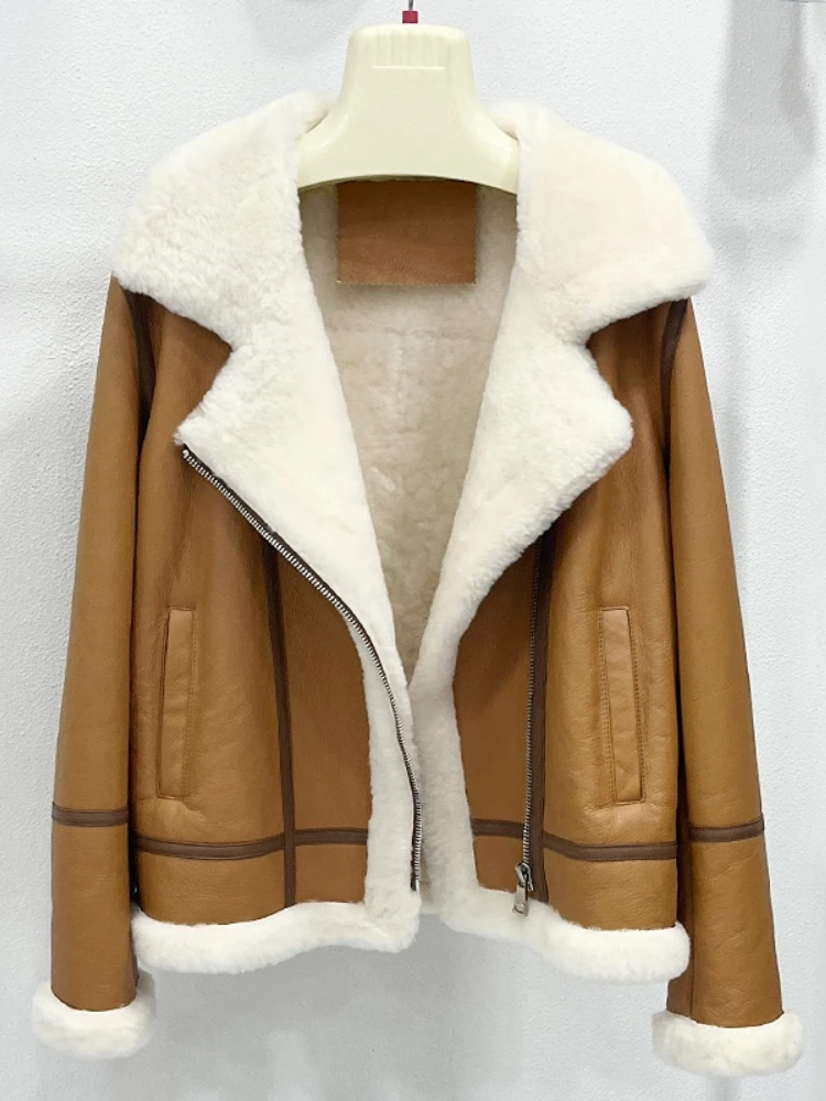 

MENINA BONITA 2023 Natural Merino Sheep Fur Double-faced Fur Genuine Leather Real Women Coat Winter Jacket Warm Streetwear New