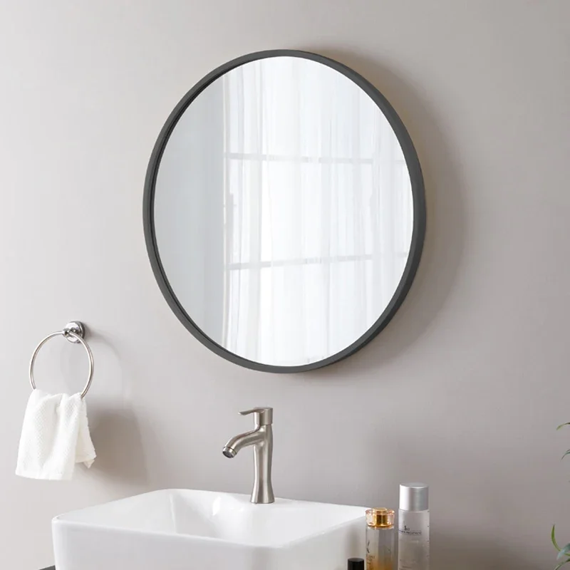 Modern Mounted Bathroom Mirror Wall Stickers Shaving Round Shelf Long Mirror Shower Nordic Aesthetic Espejo Grande Ornament