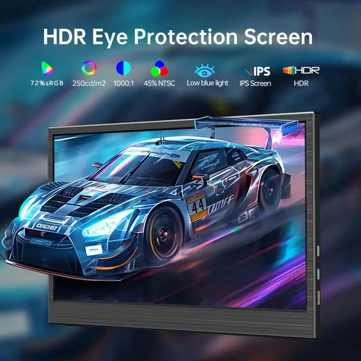 11.6 Inch HD Portable IPS Monitor 1366×768 72%sRGB 16:9 Type-C Mini HDMI Lightweight Travel Secondary Display for Laptop Console