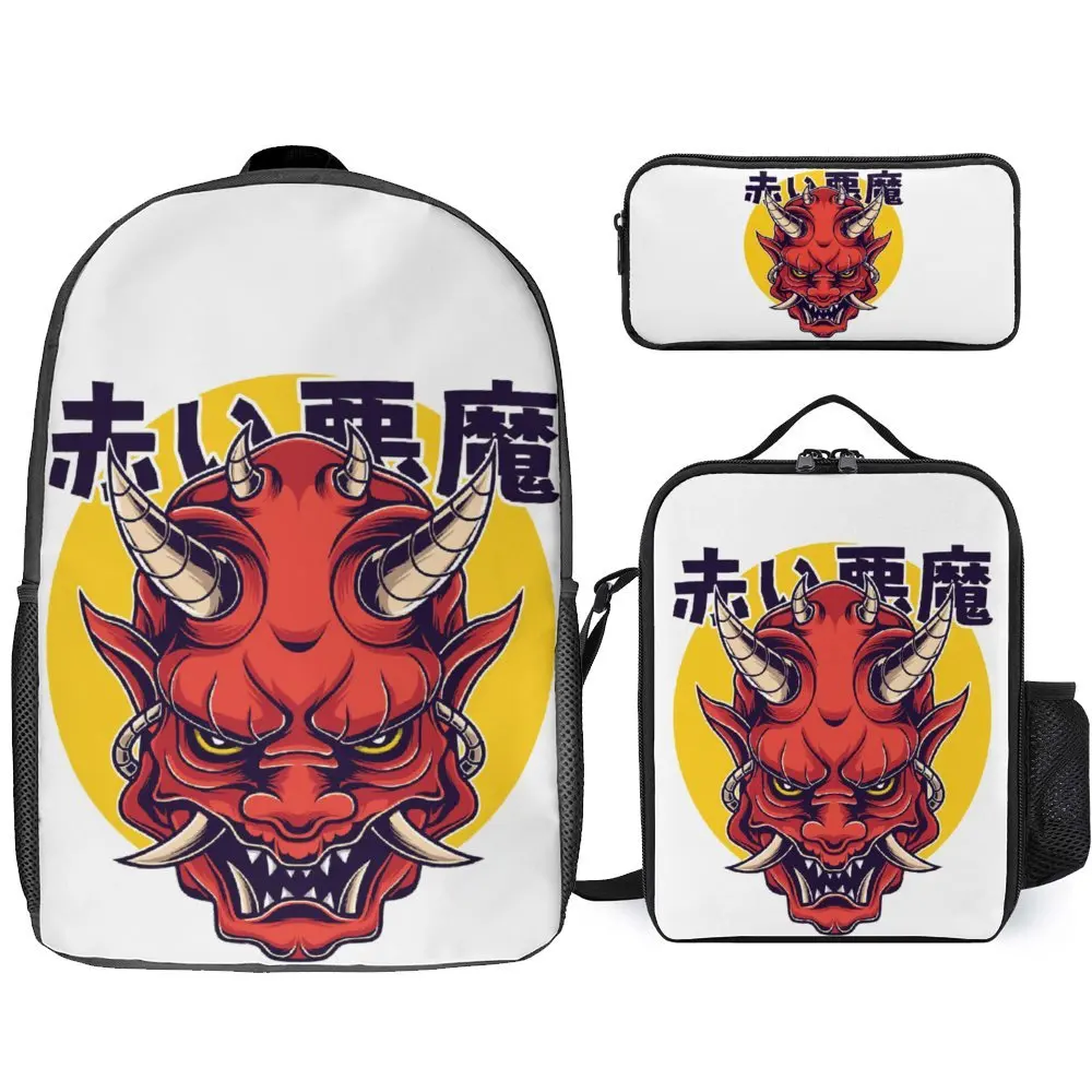 

3 in 1 Set 17 Inch Backpack Lunch Bag Pen Bag Yokai Red Demon Classic For Sale Secure Creative Comfortable Sports Activities Ruc