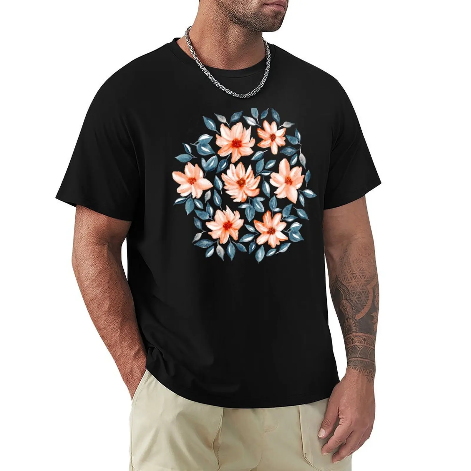

Orange & Navy Watercolor Floral T-Shirt Louboutins clothes boys whites fitted t shirts for men