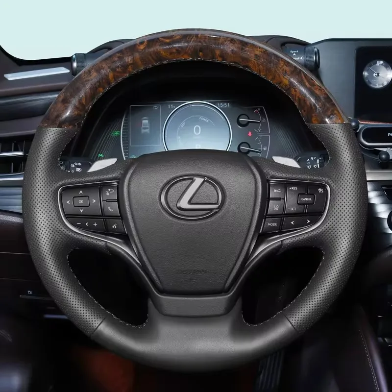 

Hand-stitched high-quality Wine red genuine Leather non-slip Car Steering Wheel Cover for LEXUS UX260h ES200 ES300h 2018-2021