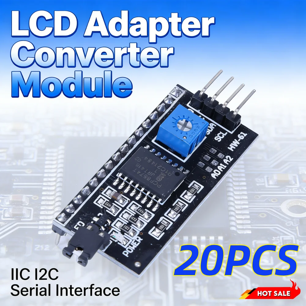 

Адаптер последовательного интерфейса IIC I2C PCF8574 5В для дисплеев LCD1602 2004, модуль-адаптер для Arduino, компоненты для роботов и DIY-проектов