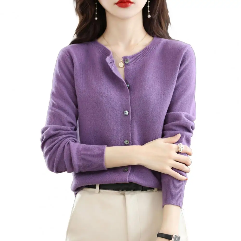 

Women's Sweater Imitation Cashmere Turtleneck Round Neck Cashmere Sweater Coat with Button Placket Knit
