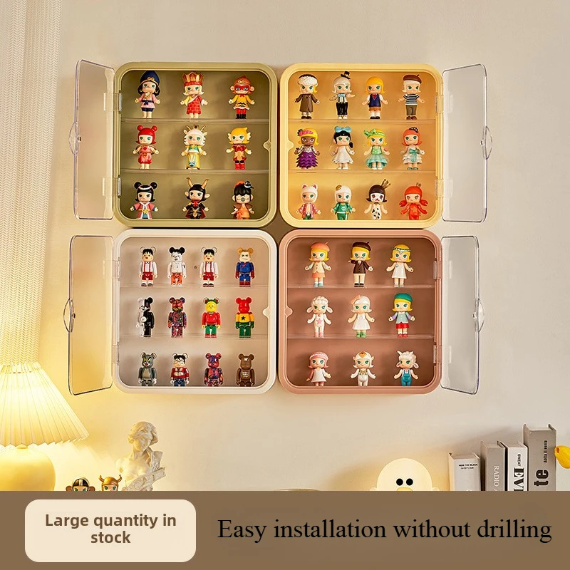 Blind box storage shelf Wall-mounted doll Bubble Mat hand dust proof doll storage box display case transparent storage shelf 