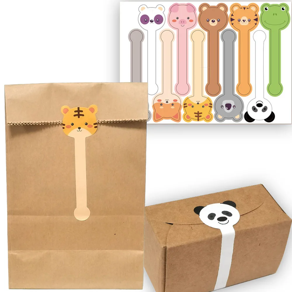 

100Pcs Cartoon Animal Long Strip Stickers Sticker Baking Cake Box DIY Sealing Sticker