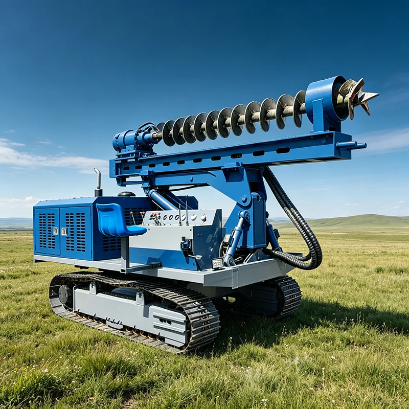 High Efficiency Solar Ground Screw Pile Driver Crawler Mounted Photovoltaic Drilling Equipment