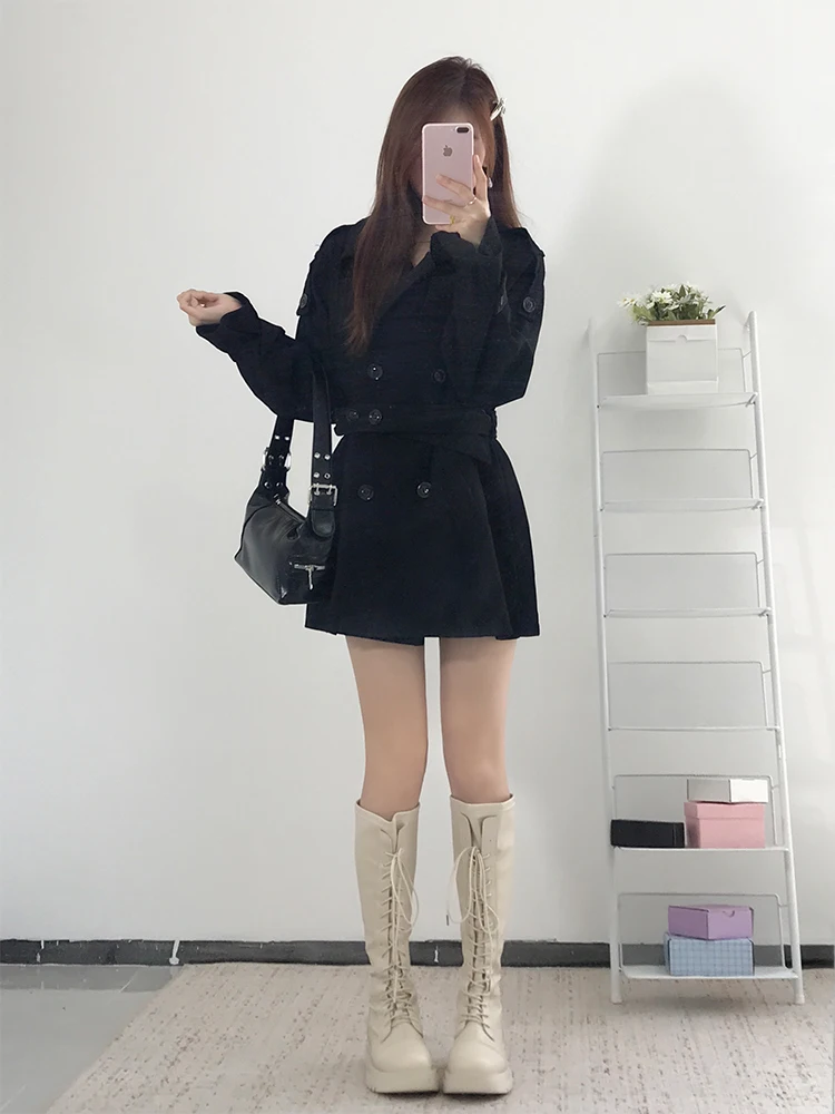 

ort Bla Suit Coat Women's Autumn 2025 New Korean Sle Waist-Cinching Double-breasted High-End Feelings Outerwear