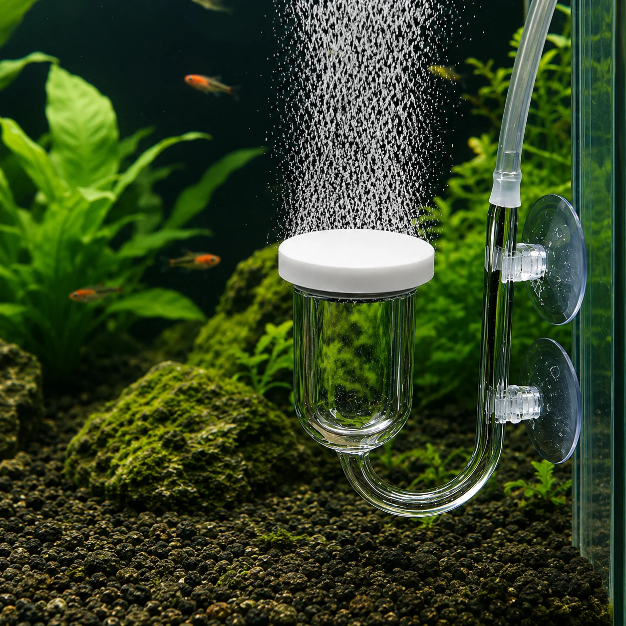 Difusor de CO2 para Aquário, Reator de Bolhas, Sistema de CO2, Atomizador para Tanque de Peixes, Plantas Vivas, Refinador de Crescimento de Plantas Aquáticas com Ventosa