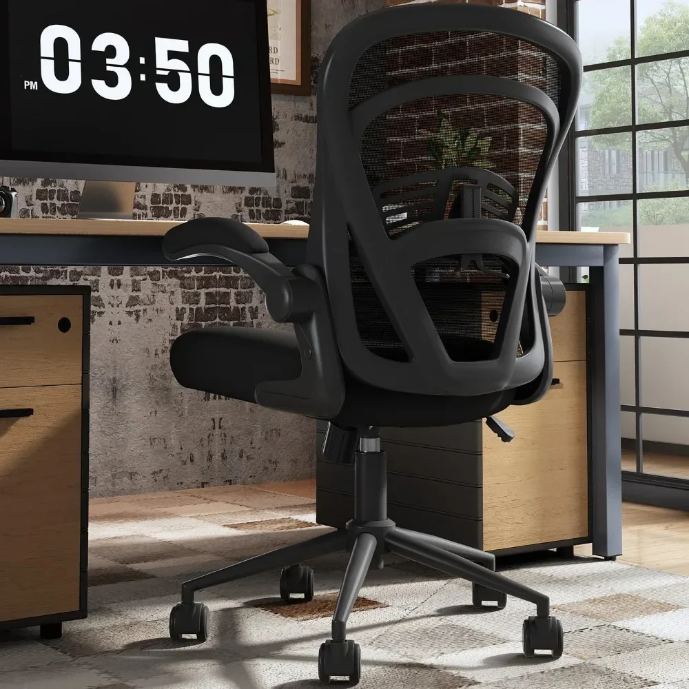 

Computer Desk Chair with Wheels, Mesh Office Chair with Flip Up Arms and Wide Seat, Swivel Desk Chair Comfy