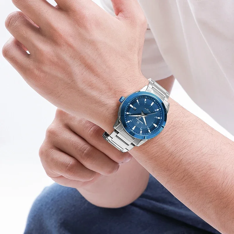 New Style NAVIFORCE Business Stainless Steel Strap 3ATM Waterproof Luminous Leisure Men's Quartz Watch Simple Design Commuting