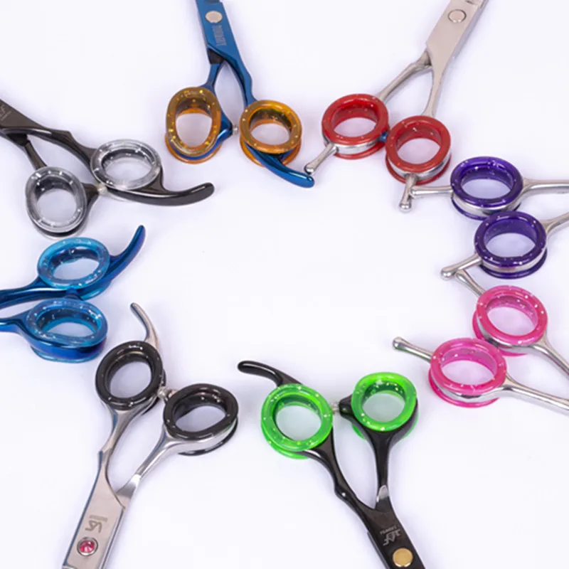 Professional Pet Grooming Scissors Colorful Ring Set Fit For Dog Cat Hair Cutting Shears Hair Scissors Silicon Rubber