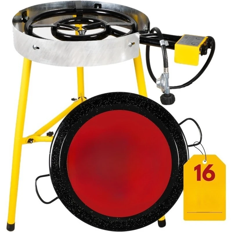 

Burner and Stand Set 16 Servings, 22 Inch Paella Pan, Propane Outdoor Stove with Stand & Regulator, Portable Gas Coo
