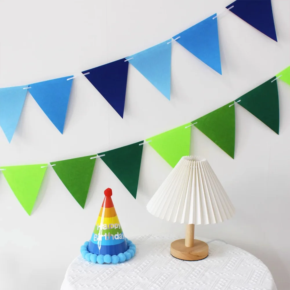 13×17cm Felt Birthday Party Triangle Flag Children\'s Birthday Party Wedding Festival Celebration Baby Shower Decor Felt Flags