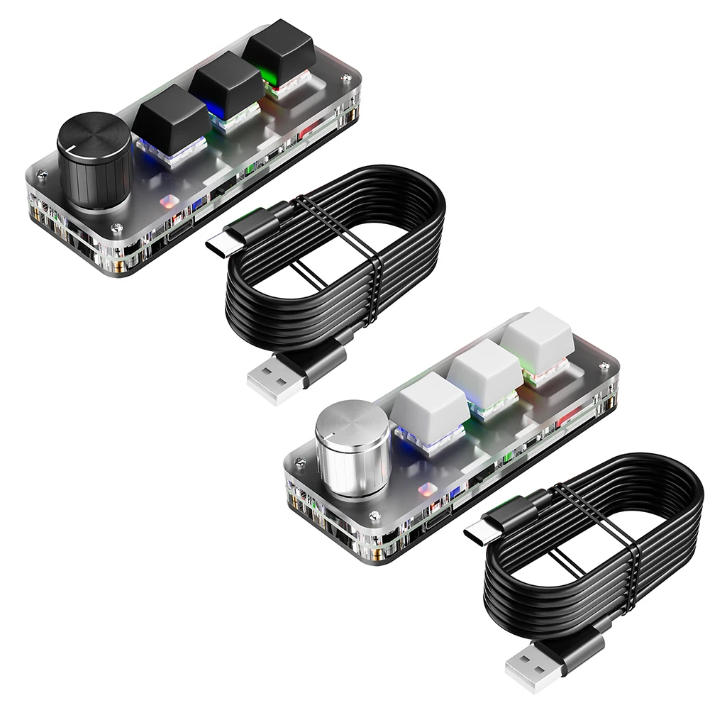 

Mini Customized Mechanical Keyboard Bluetooth-Compatible Hot Swappable Gaming Keyboard 3 Key 1 Knob Shortcut Keypad