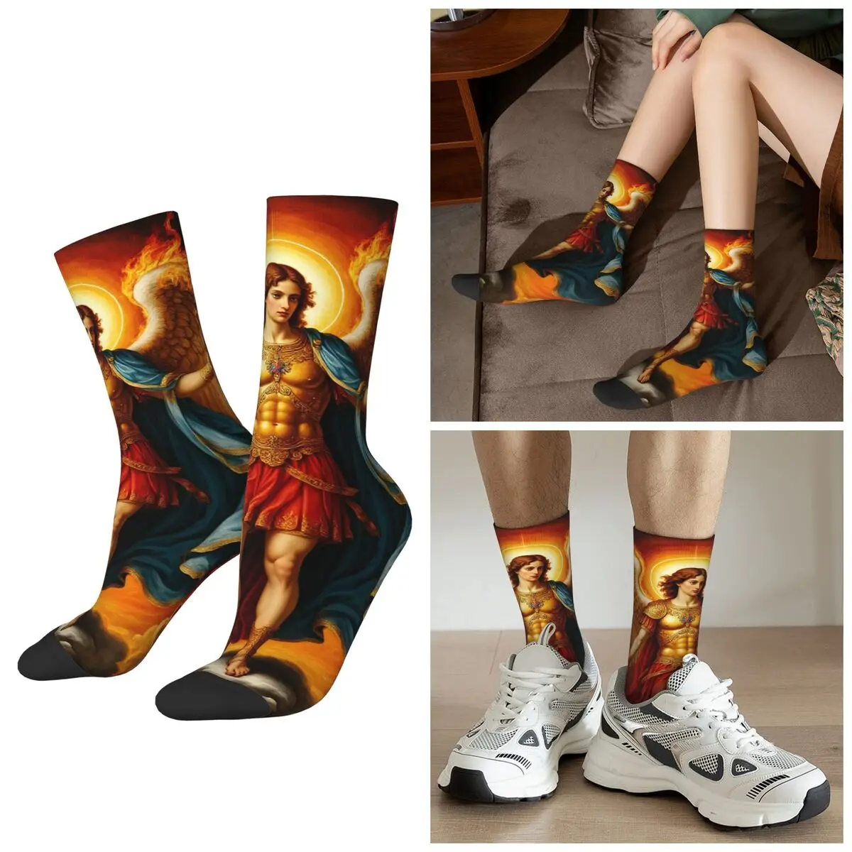 

All Seasons Holy Angel Theme Socks Harajuku Sport Middle Tube Socks Funny Stockings for Men Women Gifts