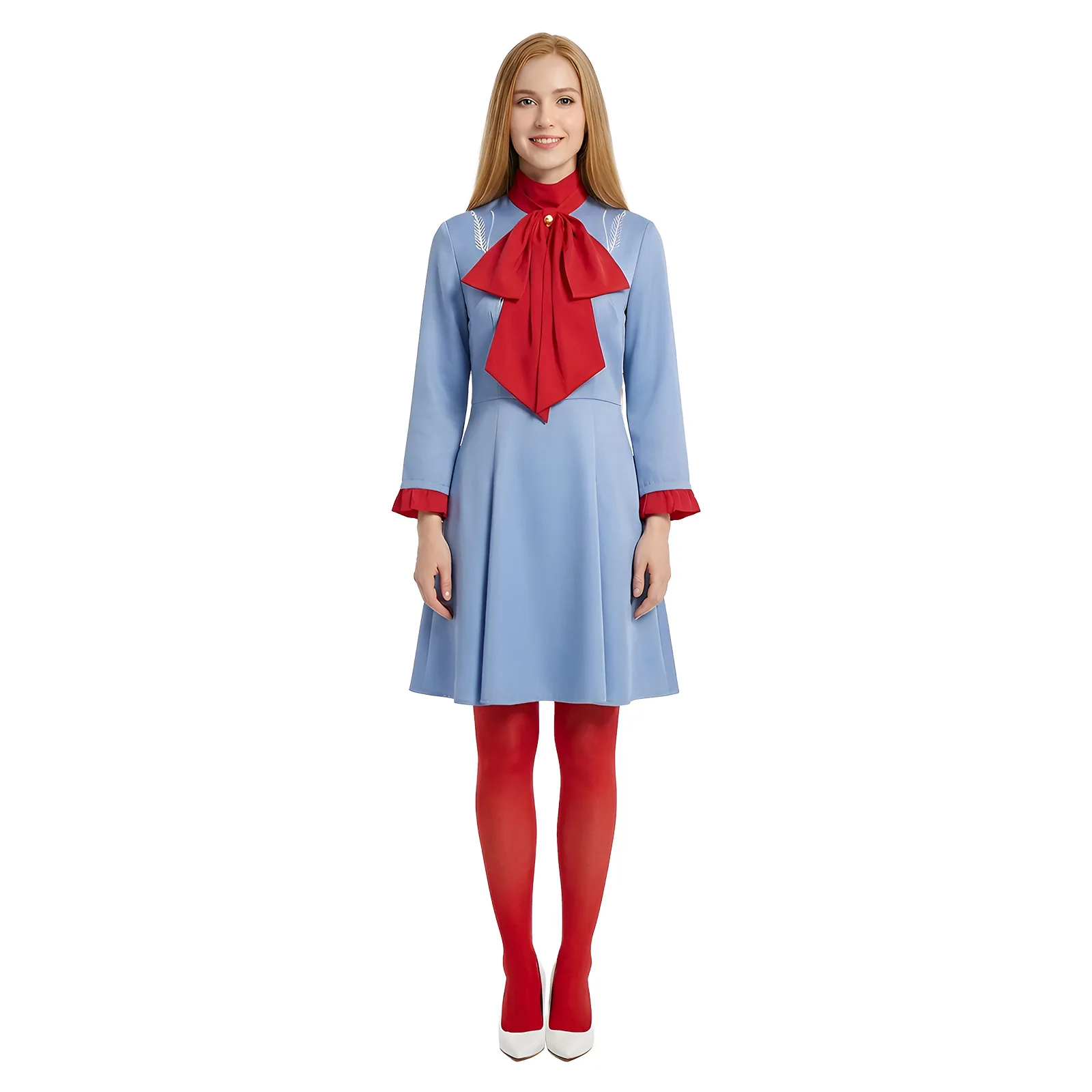 costume-de-cosplay-«-morte-avec-un-sourire-»-robe-bleu-clair-avec-nœud-rouge-et-motif-ble-brode-pour-femmes-et-filles-ideal-pour-halloween-et-les-fetes-de-carnaval