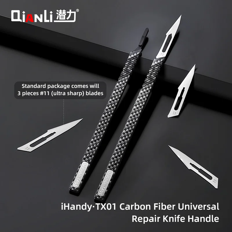 QIANLI TX01 Carbon Fibre Universal Knife Handle Heat-resistant for Motherboard Glue Chip CPU IC Cutting Phone Repair Hand Tools