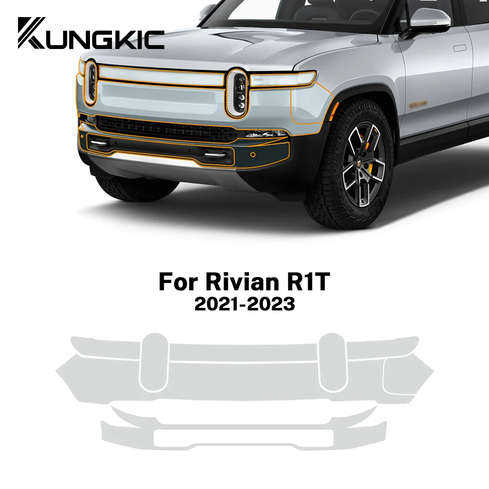 Pilar central del parabrisas del coche, protección de pintura PPF, película antiarañazos para Rivian R1T 2021, 2022, 2023, película transparente de Tpu