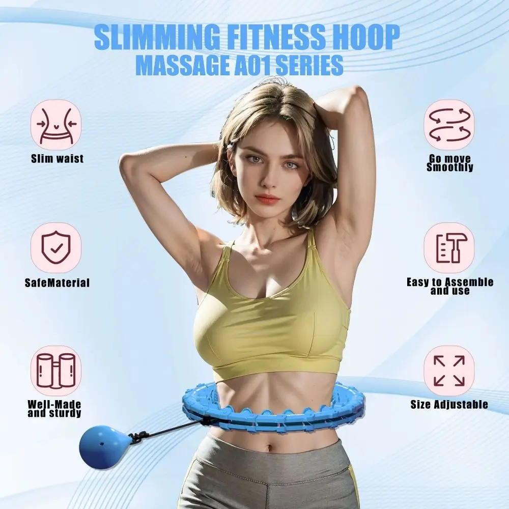 

18 Detachable Knots Weighted Fit Hoop Detachable Ball Auto Rotate Fitness Hoop Adjustable Abdominal Workout Equipment Women/Men
