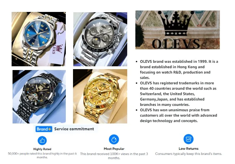 OLEVS 2932 High End Men's Watch Classic Lunar Phase Waterproof Stainless Steel Chronograph Watch Luxury Brand Quartz Men's Watch