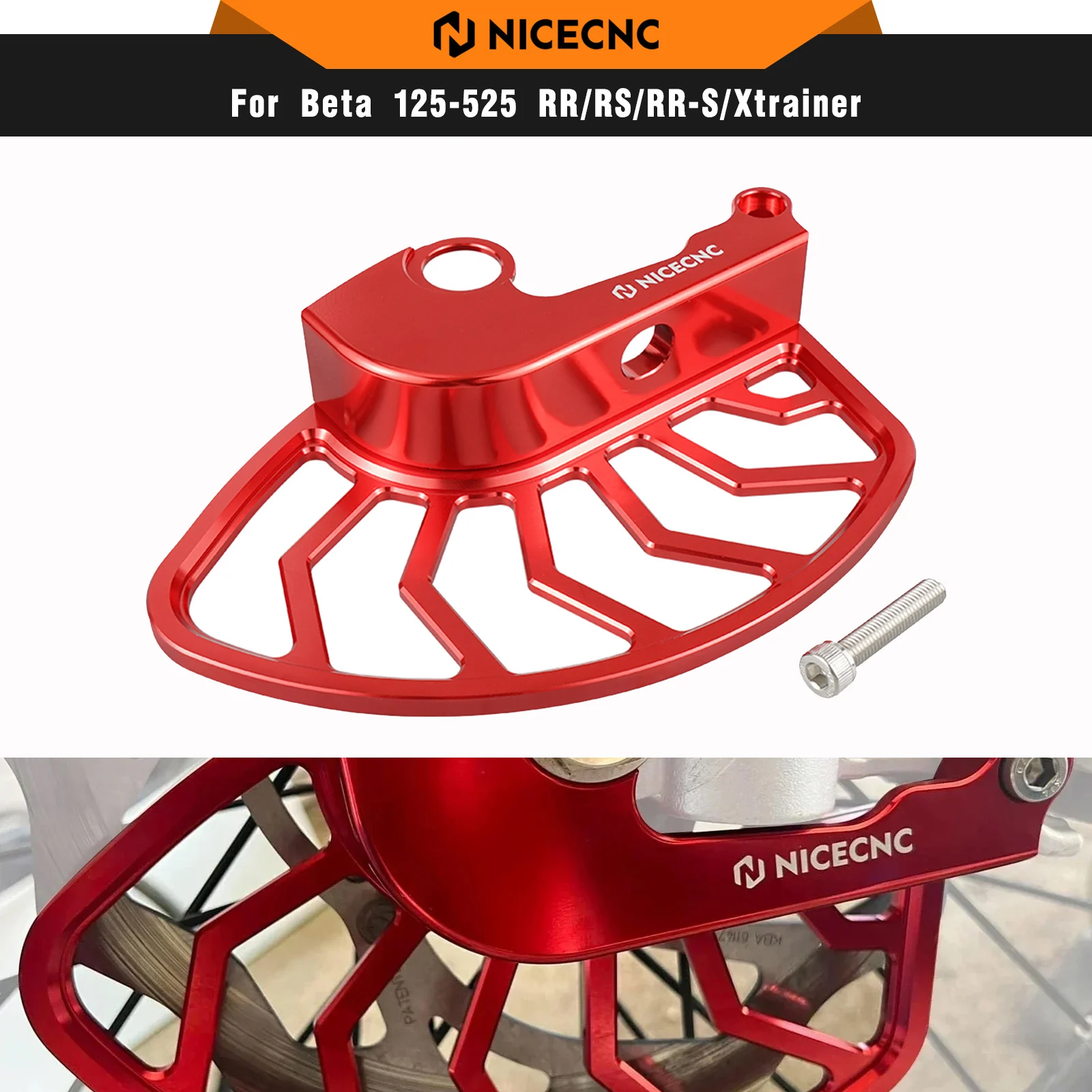 

NICECNC Front Brake Disc Guard For Beta RR300 RR250 RR125 RR350 RR390 RR430 RR480 Race Edition 2020-2025 6061-T6 Aluminum Alloy