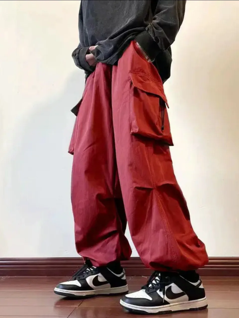 2025 verão novo de secagem rápida cintura alta calças de trabalho de perna larga para calças esportivas casuais americanas masculinas