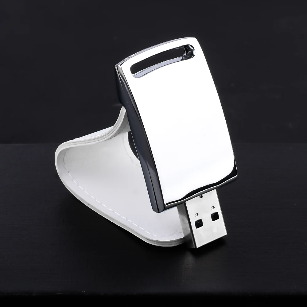 Free Custom Logo Pen Drive Leather USB 2.0 Flash Drive Color Printing Memory Stick Box Pendrive Creative Wedding Gift USB Stick