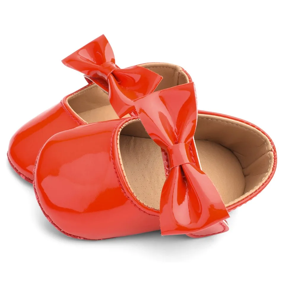 0 to 24 Months Baby Girl Shoes Bow Patent Leather Newborn Girls Shoes First Walkers Baby Prewalker Toddler Baby Princess Shoes