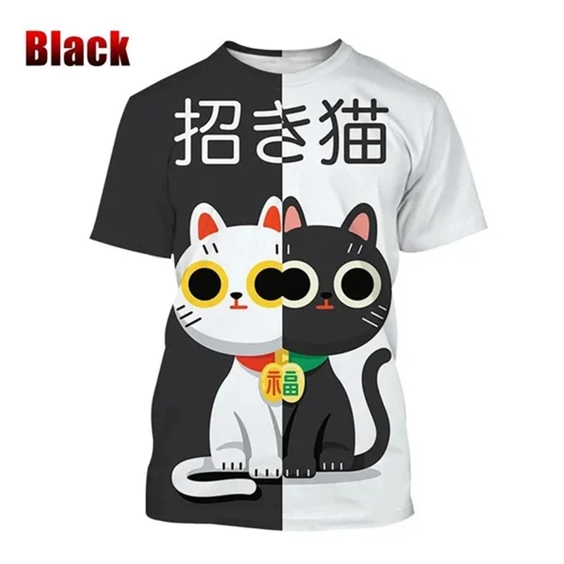 

New Fashion Fortune Cat 3D Printed T-shirt Men's Women Clothing Casual Short Sleeve T-shirt Oversized Looses Treetwear Tops Tees