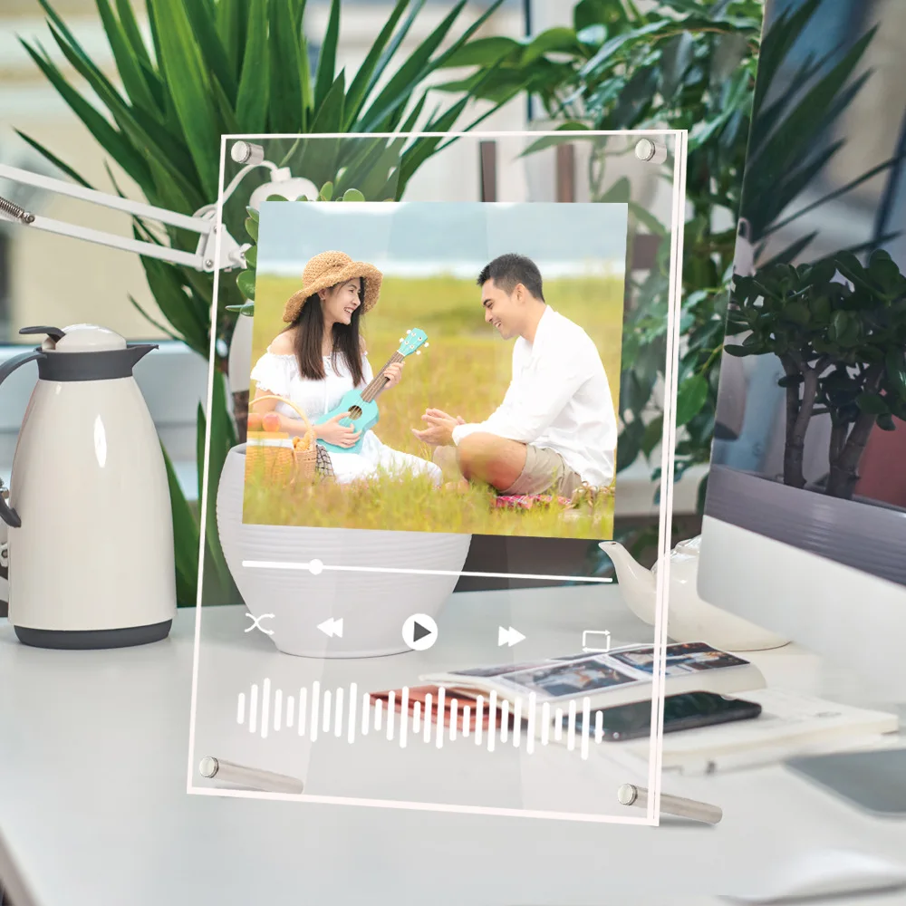 Transparent Acrylic Double-Sided Borderless Photo Frame Metal Stand Photo Poster Display Stand Photo Protection Home Decorations