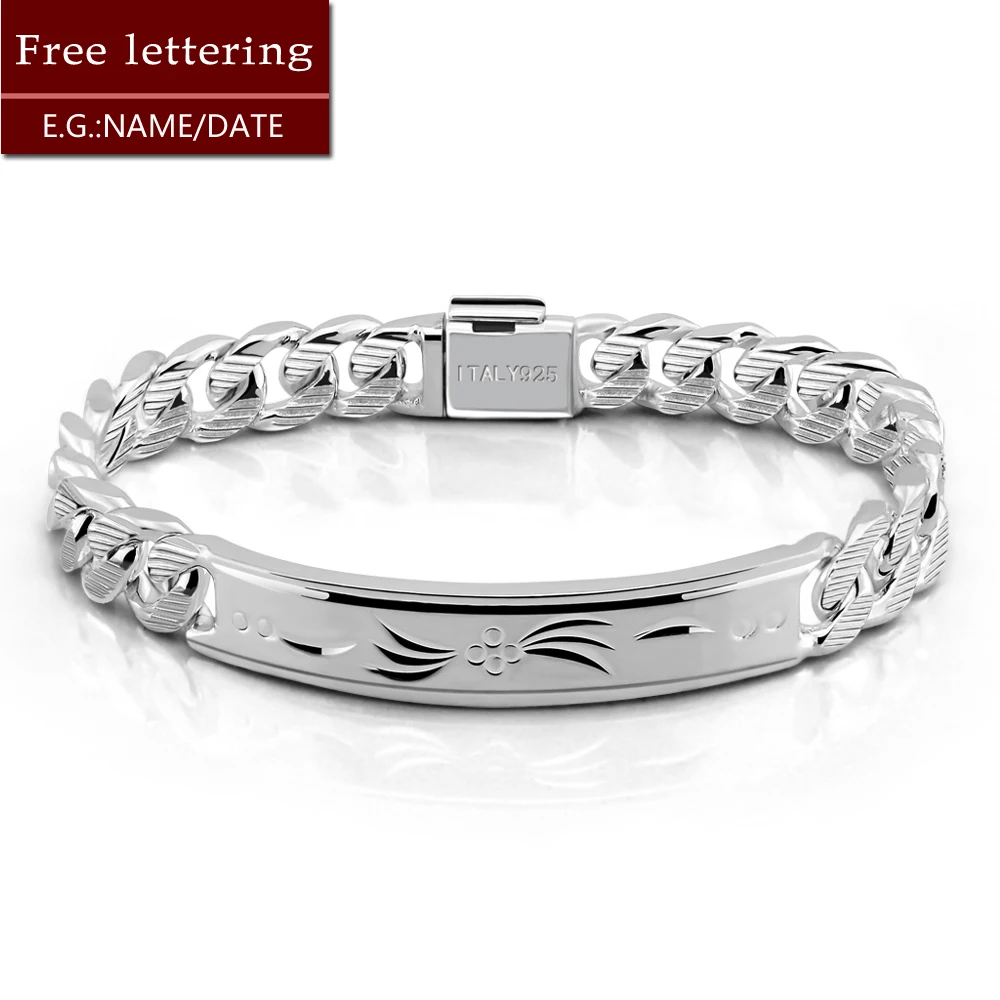 Man Link Bracelet  luxury Wide Thick 925 Sterling Silver 7-10 inch Chain For Men Classics Homme Expensive Male Cuban Chain