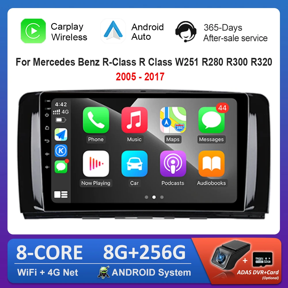 

Автомобильная аудиосистема на Android, мультимедийный плеер для Mercedes Benz R-Class R Class W251 R280 R300 R320 2005 - 2017 Carplay, IPS экран, Wi-Fi