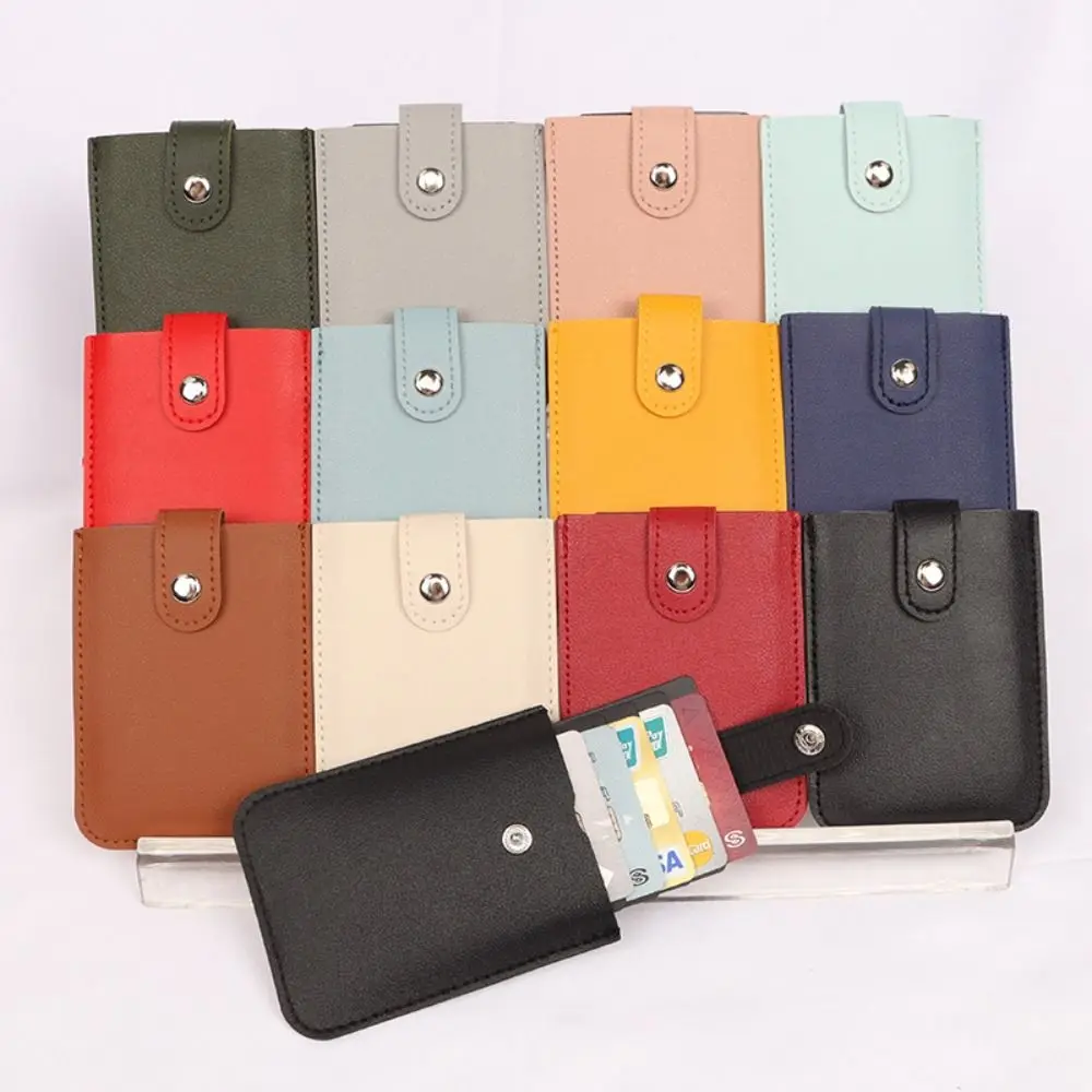 

Fashion Laminated Concealed Mini Card Wallet 5 Card Pockets PU Leather ID Card Holder Pull-out Type PU Leather Purses Women