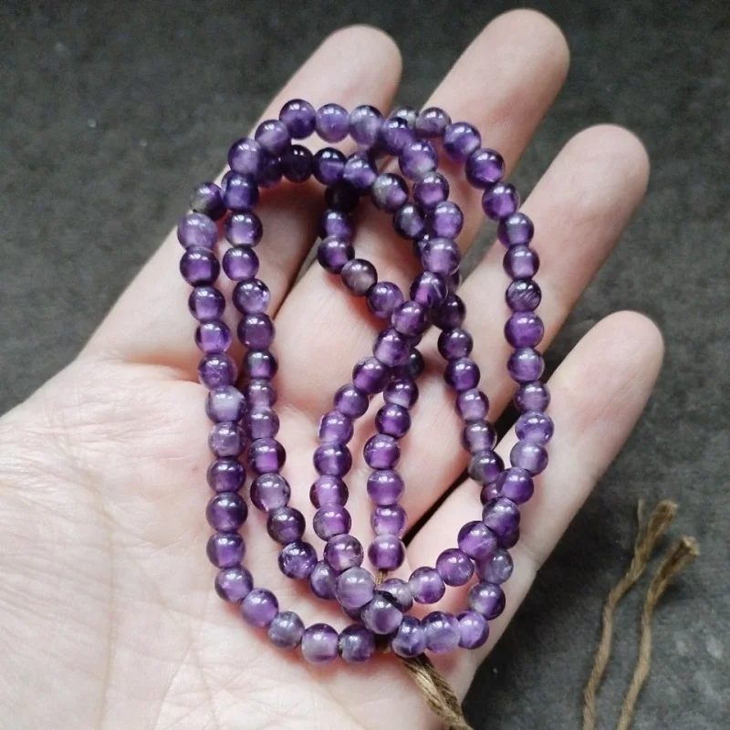 Tibetan Backflow Old Pulp PurpleNecklace a String of Amethyst Buddha with Beads