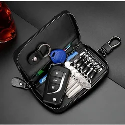 New Fashion Genuine Leather Car Key Bag Case Wallet Holder Chain Smart Leather Keychain Car Key Holder Key Pouch Organizer