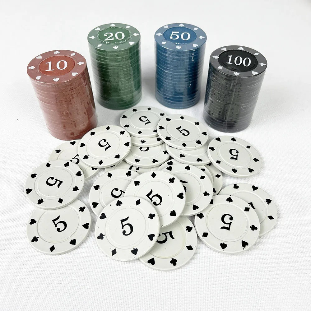 100pcs Round Plastic Chip Set Gaming Coins for Bacardi Entertainment Chip Coins Numeric Scoring Pieces for Party Games