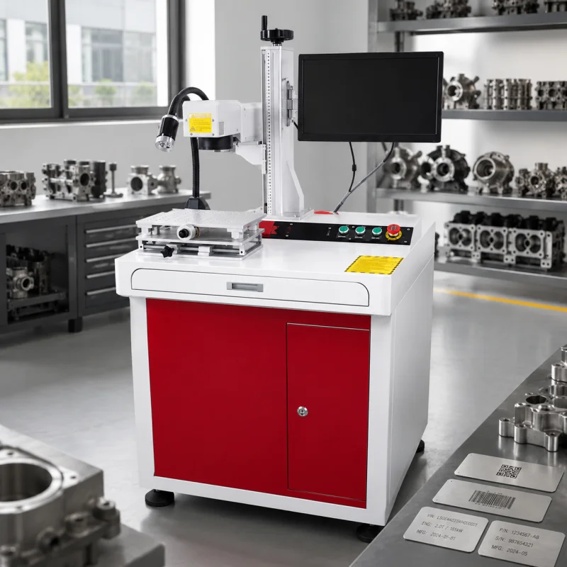 Integrated Fiber Laser Marking Machine For Machinery Parts Barcode Marking High Precision Export Factory For Production Line