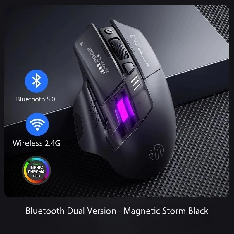 

Inphic A9 Bluetooth Wireless Mouse Rechargeable 2.4GHz Noiseless Clicks 2400dpi Optical Mice type-C Fast Charge Battery Indicato