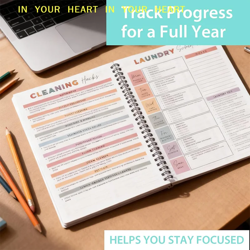 Programa de limpieza diario, semanal y mensual y lista de verificación, organizador doméstico reutilizable, planificador de limpieza para adultos y adolescentes con TDAH