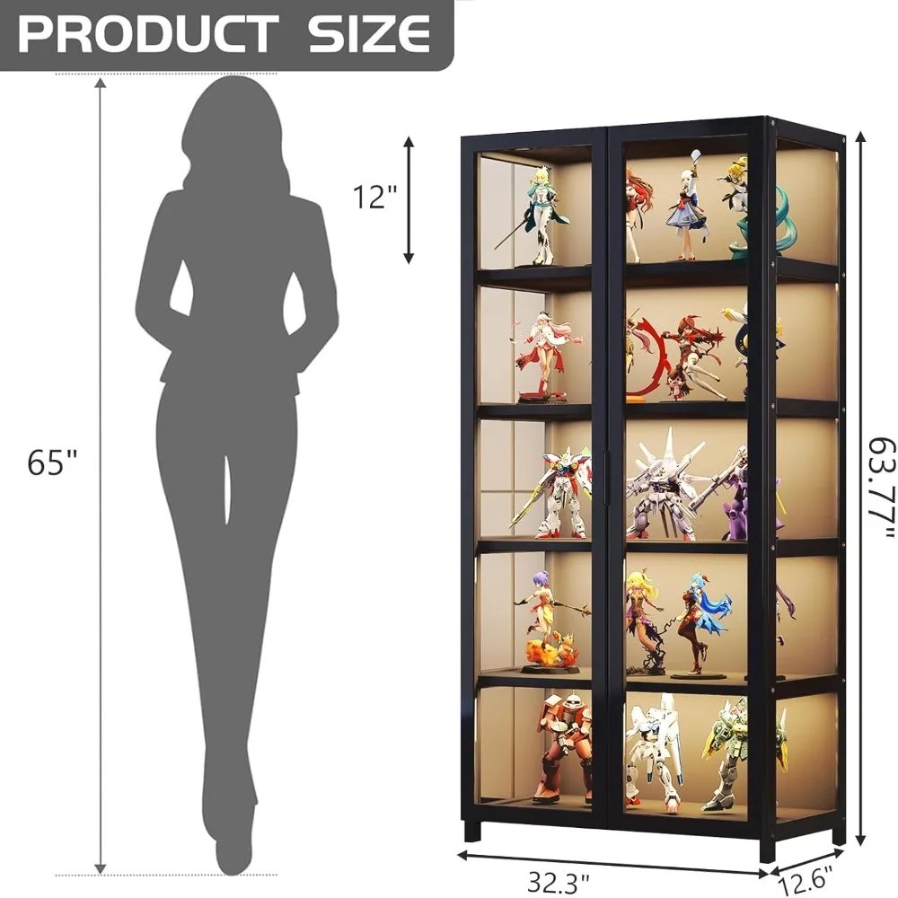 خزانة عرض زجاجية أكريليك مكونة من 5 طبقات، عرض بطول 68 بوصة للمقتنيات ورف منظم الألعاب #2
