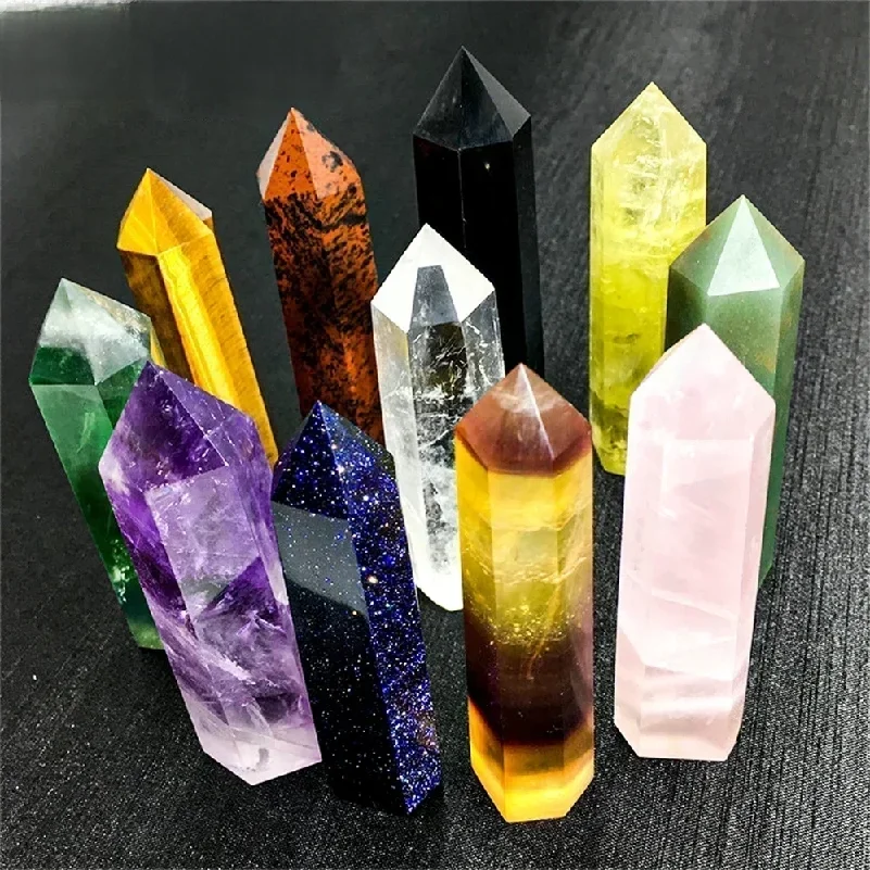 

Natural Stone and Crystals Point Wand Witchcraft Rose Quartz Amethyst Home Decor Mineral Reiki Healing Stones Crafts Room Decor