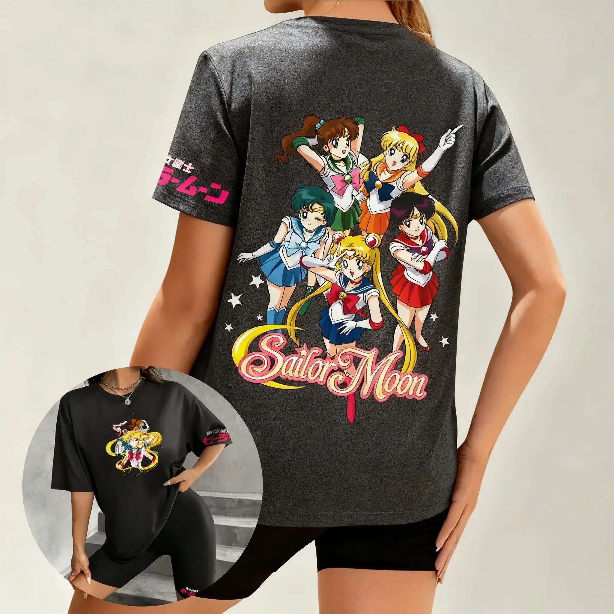 بحار القمر 2026 جديد حار للجنسين المتضخم خمر الجرافيك تي شيرت رجل إمرأة الصيف Y2k ملابس الشارع الشهير تأثيري بلايز عادية #2